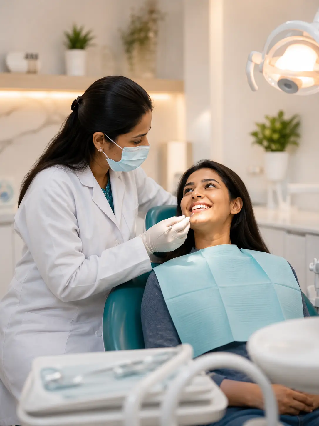 Patient receiving comfortable dental care at Thorve Dental Clinic